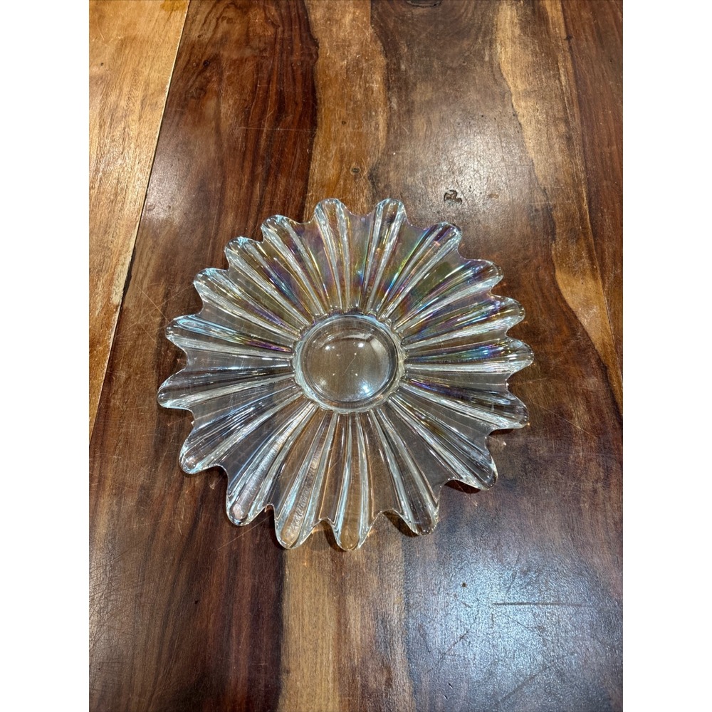 Vintage 10.5" Federal Moonglow iridescent carnival glass MCM radiant star plate